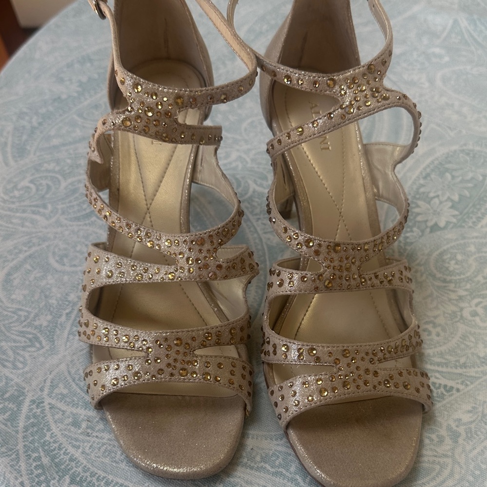 Alfani LeatherElegant Crystal-Strap Nude Women's Dress Sandals